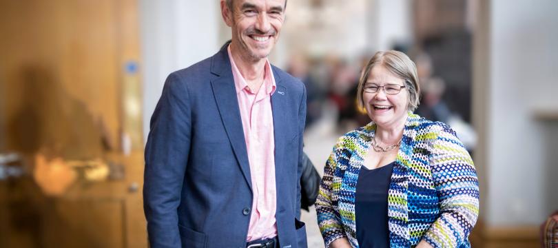 Sophie Duncan and Paul Manners stood together, smiling for a photo at Engage Conference