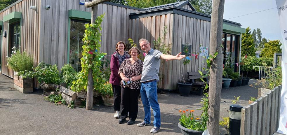 Katherine, Sophie and Dave outside the CAER heritage centre