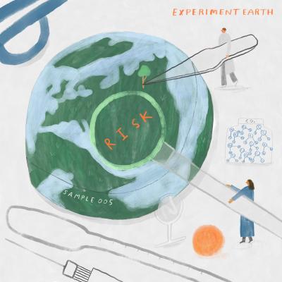 Drawing of scientists experimenting / studying Planet Earth