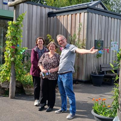 Katherine, Sophie and Dave outside the CAER heritage centre