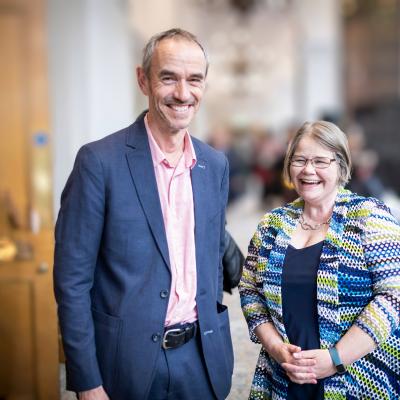 Sophie Duncan and Paul Manners stood together, smiling for a photo at Engage Conference